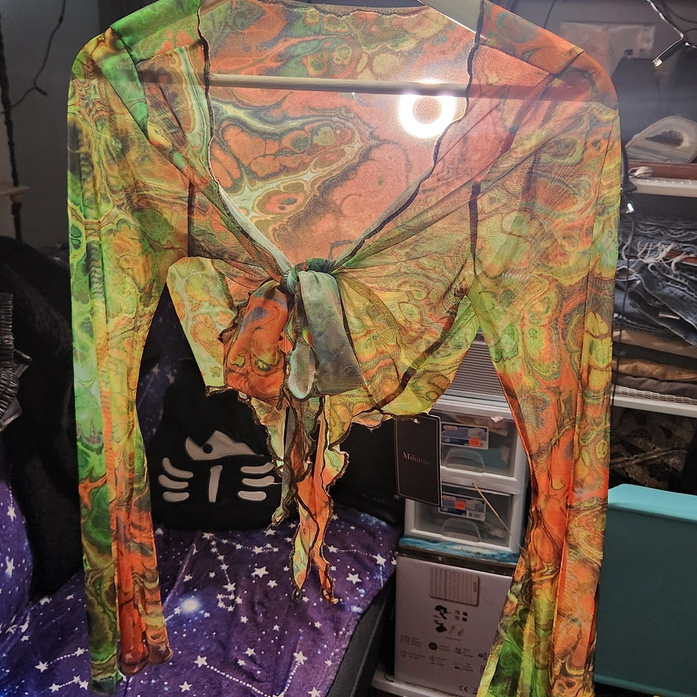 Colorful Tie-Front Women's Blouse